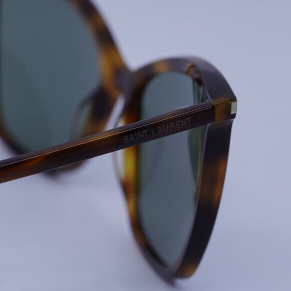 Saint Laurent SL384 002 Sunglasses Havana Cat Eye Frame, Green Lenses - Picture 5 of 11